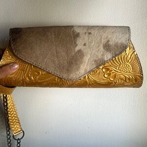 Yellow cow hide purse